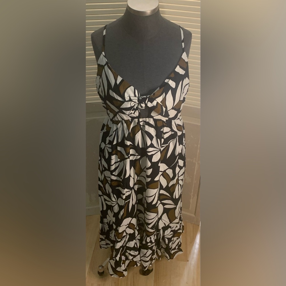 Sleeveless, square, printed, print, brown, long